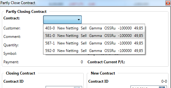 Partially Close Contract - Select witch contract to partially close