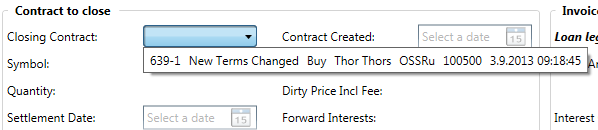 Closing Contract - Select Contract to Close